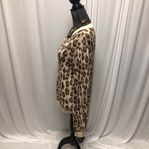 A New Day Sweater Womens Size Medium Brown Leopard Animal Print Long Sleeve - Picture 3 of 6
